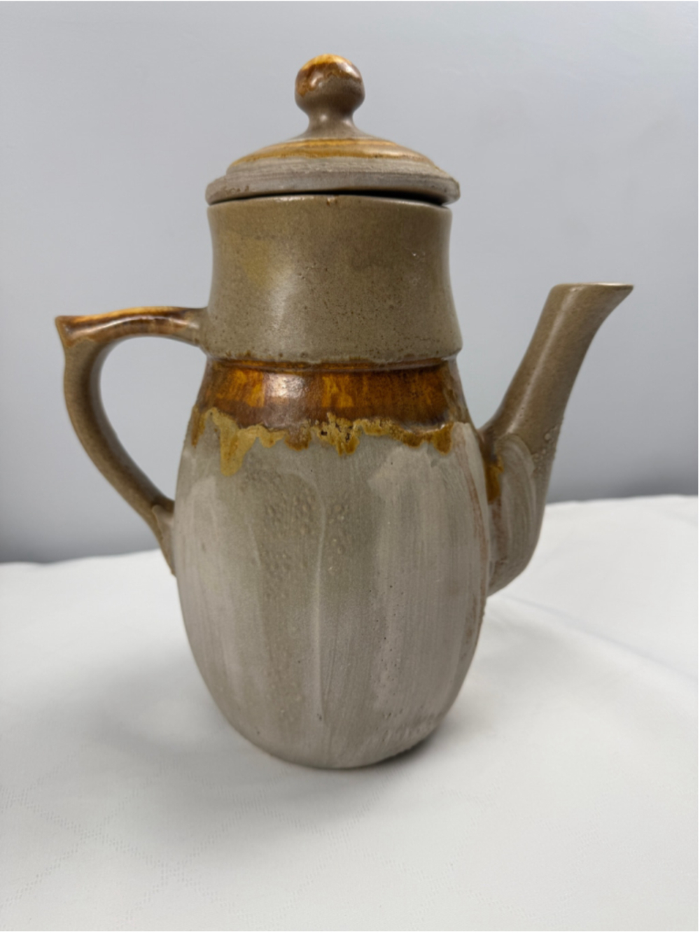 Vtg 70s Laurentian Pottery Tundra Ceramic Coffee Tea Pot 8-402 Fat Lava Glaze